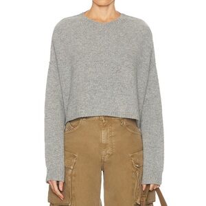 Acne Studios Gray Crew Neck Crop Knit Jumper Wool Cashmere Blend Med GUC